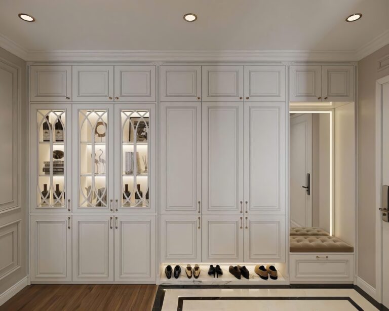Kích thước: D2m4 x C2m4 x S60cm
Chất liệu: MDF melamine lõi xanh chống ẩm, cánh chạy pano, kính cường lực
Giá: 21.500.000đ