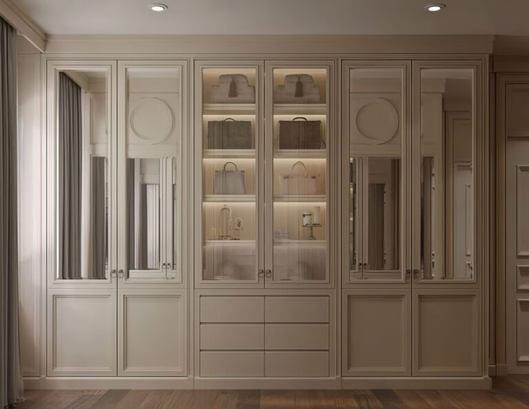 Kích thước: D2m4 x C2m4 x S60cm
Chất liệu: MDF melamine lõi xanh chống ẩm, cánh chạy pano, kính cường lực
Giá: 22.000.000đ